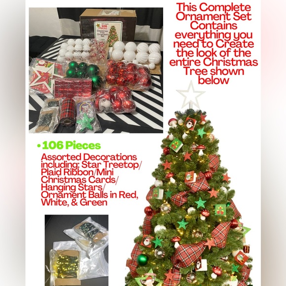 Christmas Tree Ornaments Set (106 Pieces) EntireTree Decorations- Brand New - Picture 5 of 7